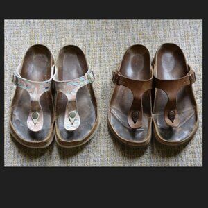 2-for-1 Birkenstock Gizeh soft footbed sandals Size 36R (floral fade/tobacco)